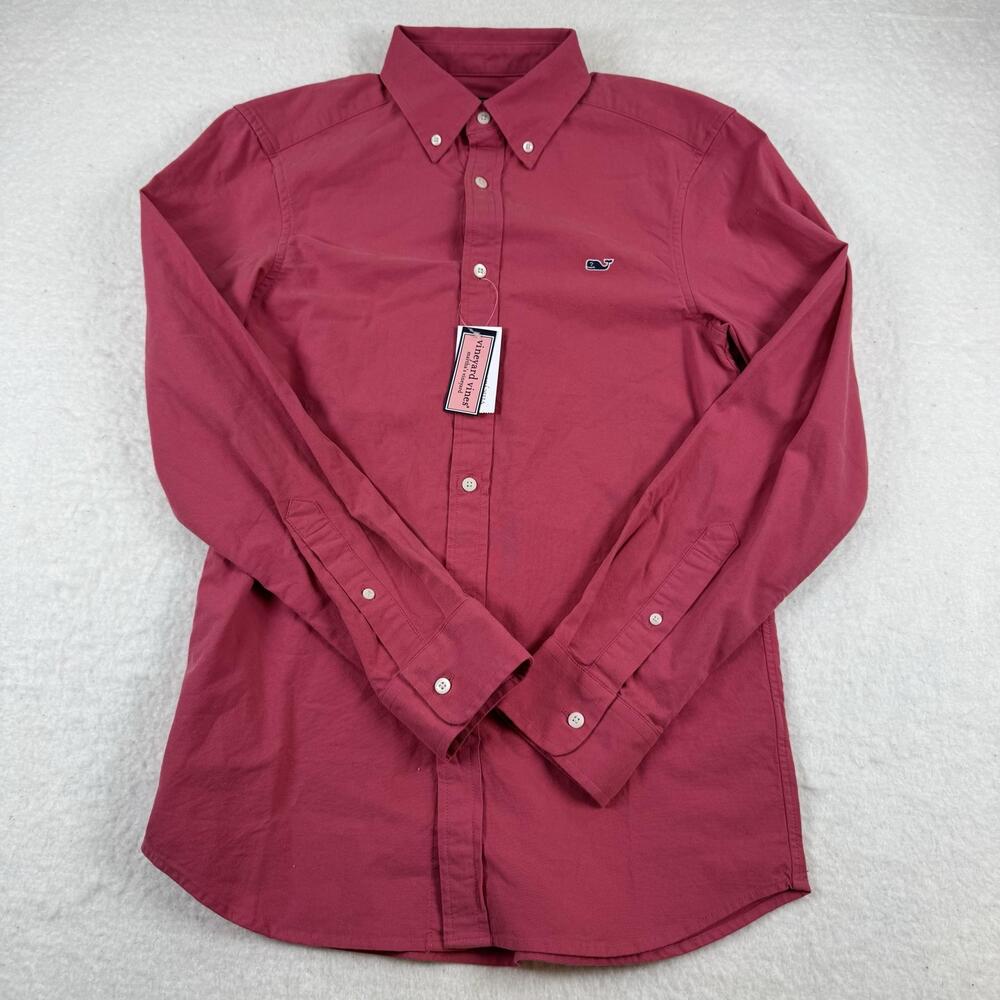 Vineyard Vines Shirt Mens Size XS Red Solid Oxford Classic Fit Whale Button Down